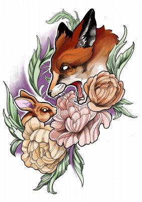 Fox and bunny design by Loretta Thomason