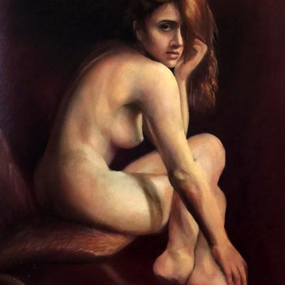Oil painting by Loretta Thomason Red Head