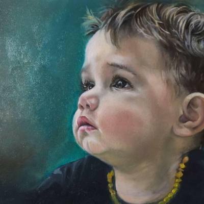 Oil painting Child portrait by Loretta Thomason