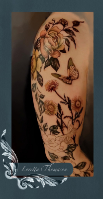 Loretta Thomason illustrative flower tattoo