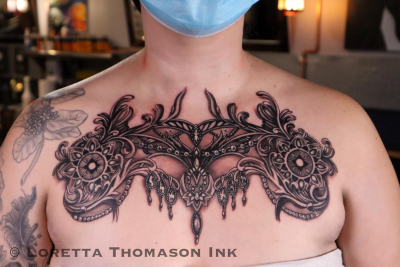 chest piece Tattoo by Loretta Thomason