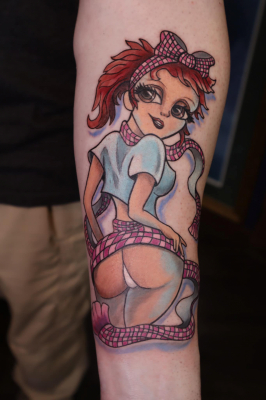 Pinup New school Tattoo by Loretta Thomason