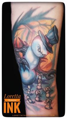 Snow man tattoo Loretta Thomason