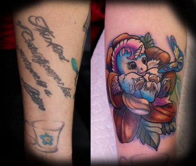 Loretta Thomason coverup Tattoo unicorn